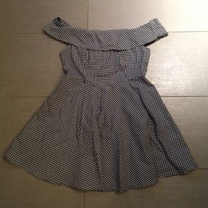 Gingham off-the-shoulder dress